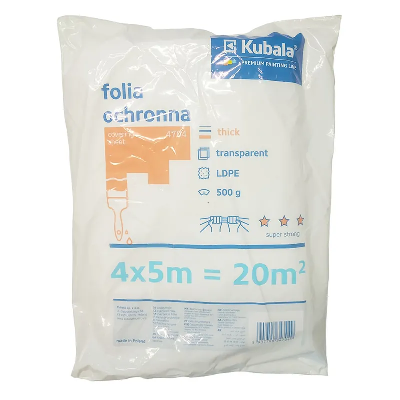 Premium FOLIA OCHRONNA MALARSKA TRANSPARENT SUPER STRONG 4x5M KUBALA