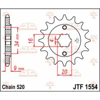 Ograniczona ilość Zębatka przód 12T 520 Yamaha 200 Blaster 96-06 TTR 230 05-15 JTF1554.12