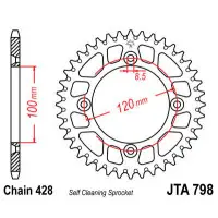 Zębatka tył aluminium Yamaha YZ80 1996-01 JTA798.47 Ograniczona ilość