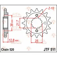 Wysoka jakość Zębatka przód Kawasaki KLR650 1996-14 JTF511.14