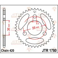 Zębatka tył Kawasaki KDX 50 2003-06 JTR1780.28 Łatwy zwrot