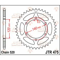 Zębatka tył Kawasaki KLR250 1996-05 JTR475.40 Taniej
