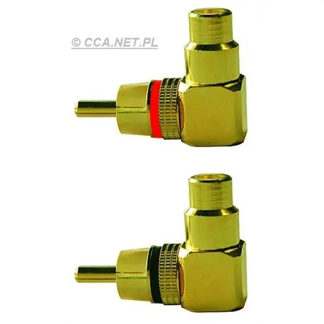 Zniżka WTYK RCA GN/WT KĄTOWE (1+1) GOLD "PHONOCAR"